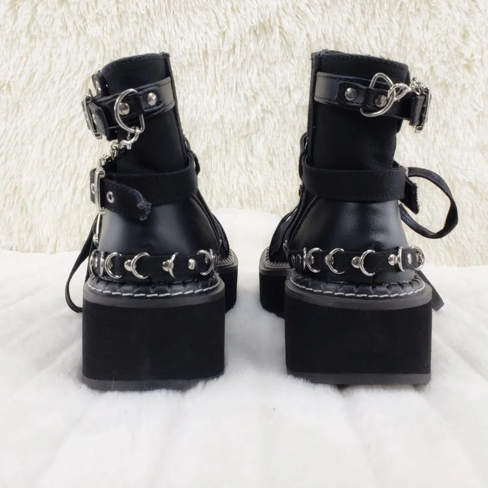 Emily Cut Out Platform Sandal Boots Goth Punk Ankle Boots - Picture 8 of 15